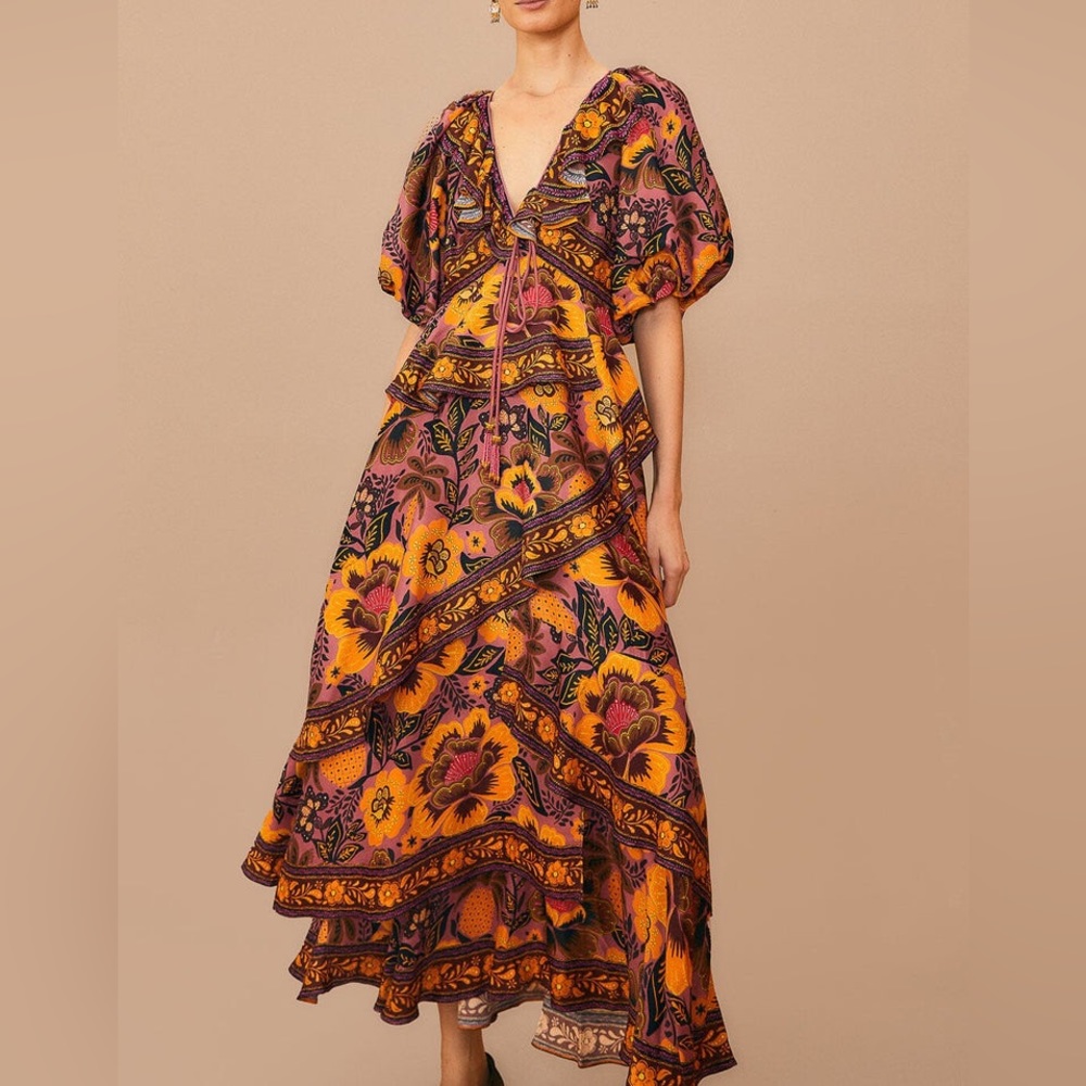 Farm Rio Blush Garden Bloom Maxi Dress (NWT, size large)